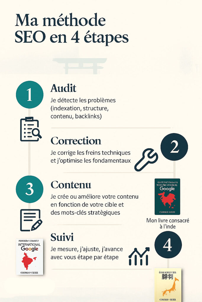 infographie présentant les 4 étapes de ma méthode pour accompagner mes clients